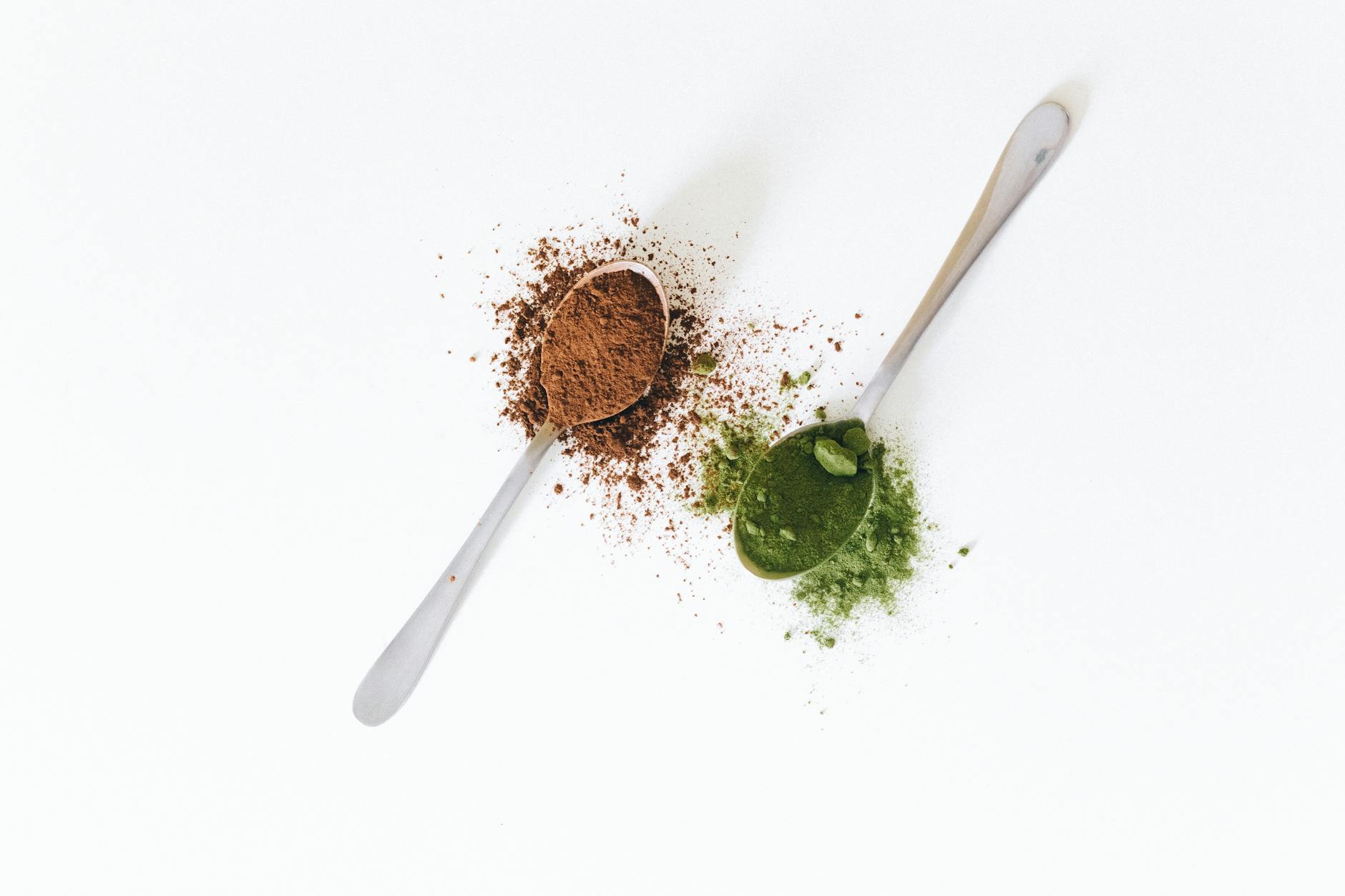 Close-up of chai powder on a spoon showing fine texture