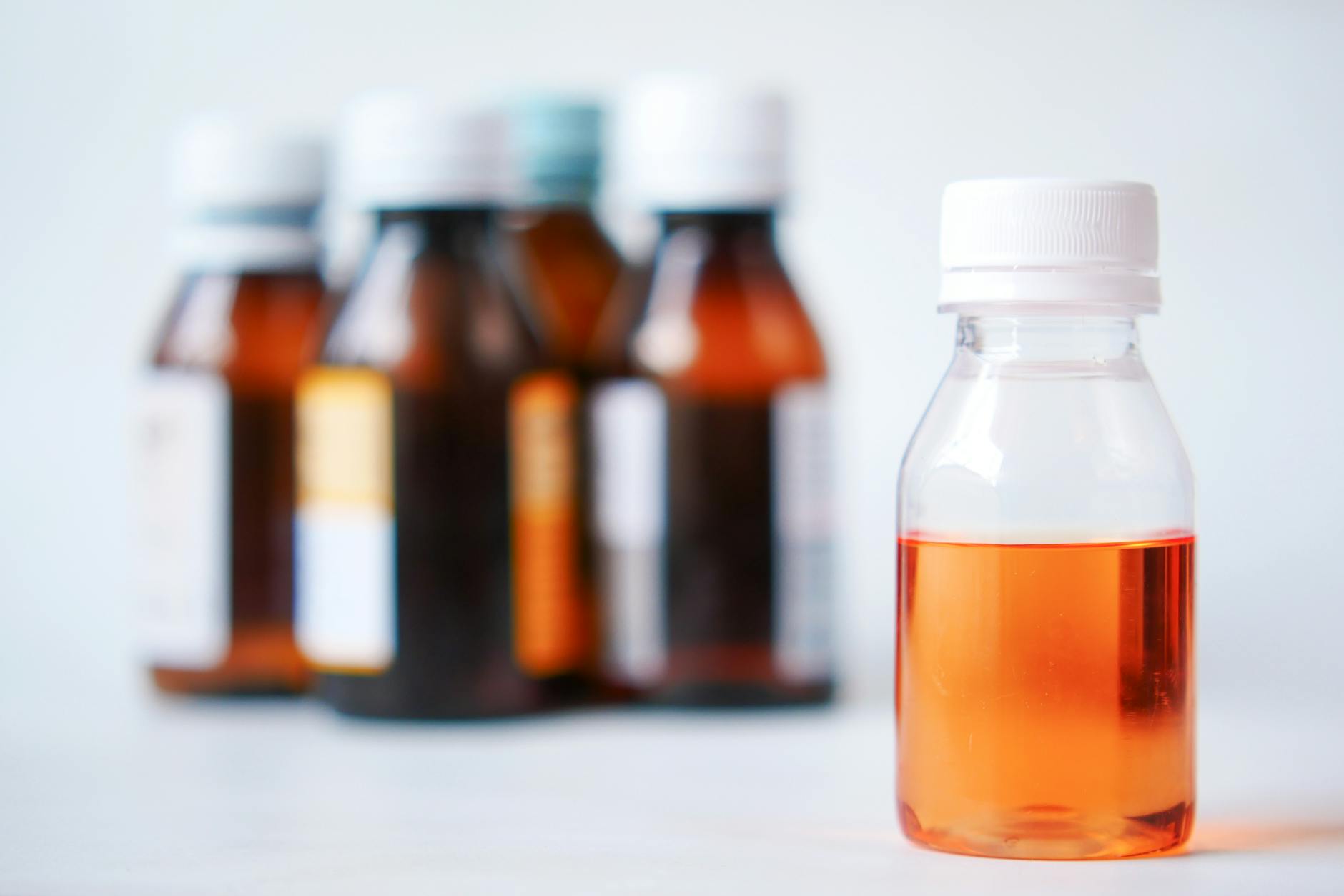 Liquid chai concentrate in a glass bottle