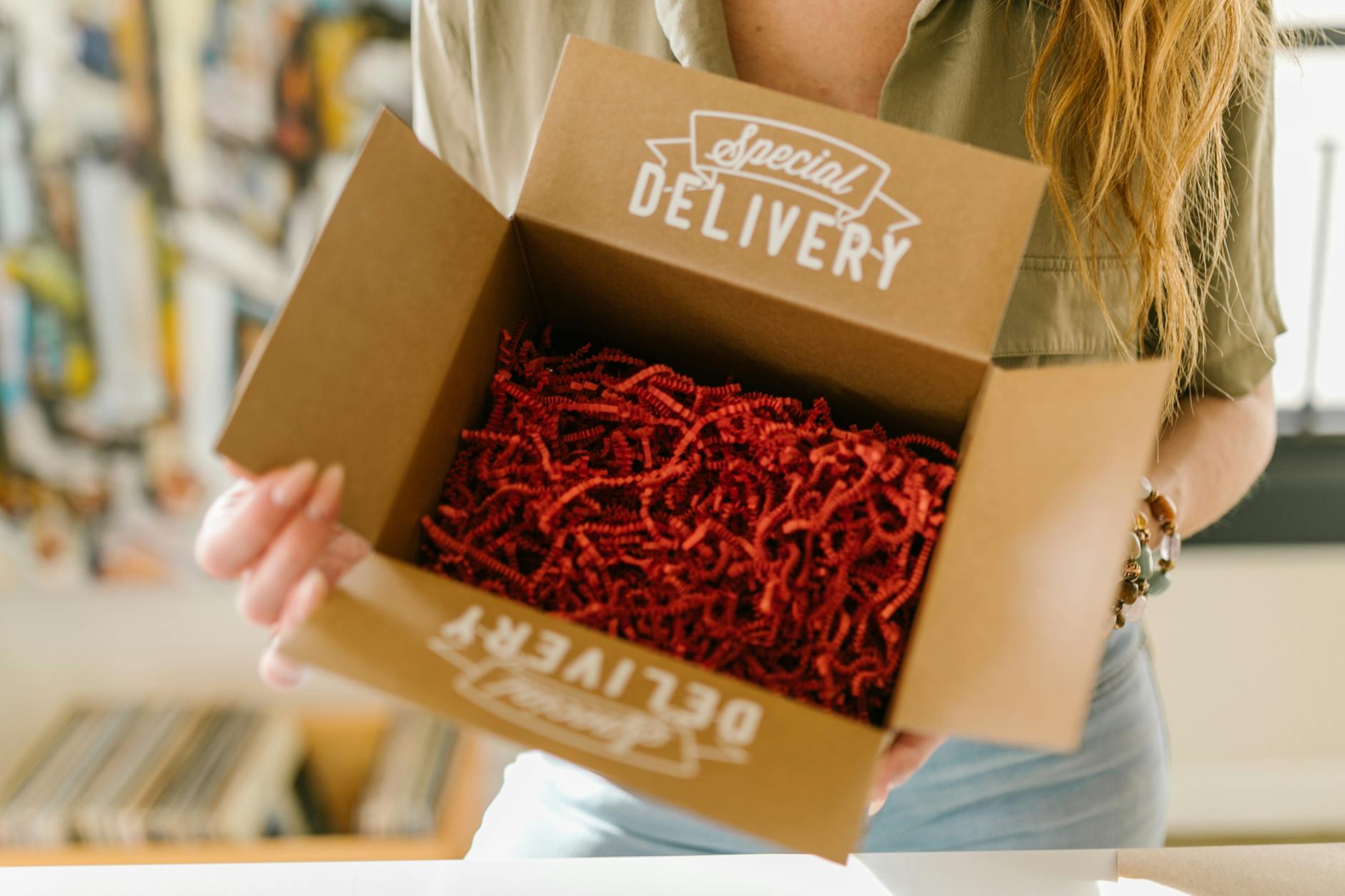 Unboxing a delivered package of specialty food